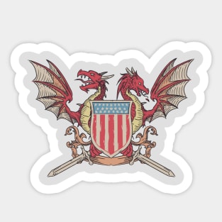 American Flag with Twin Dragons Sticker